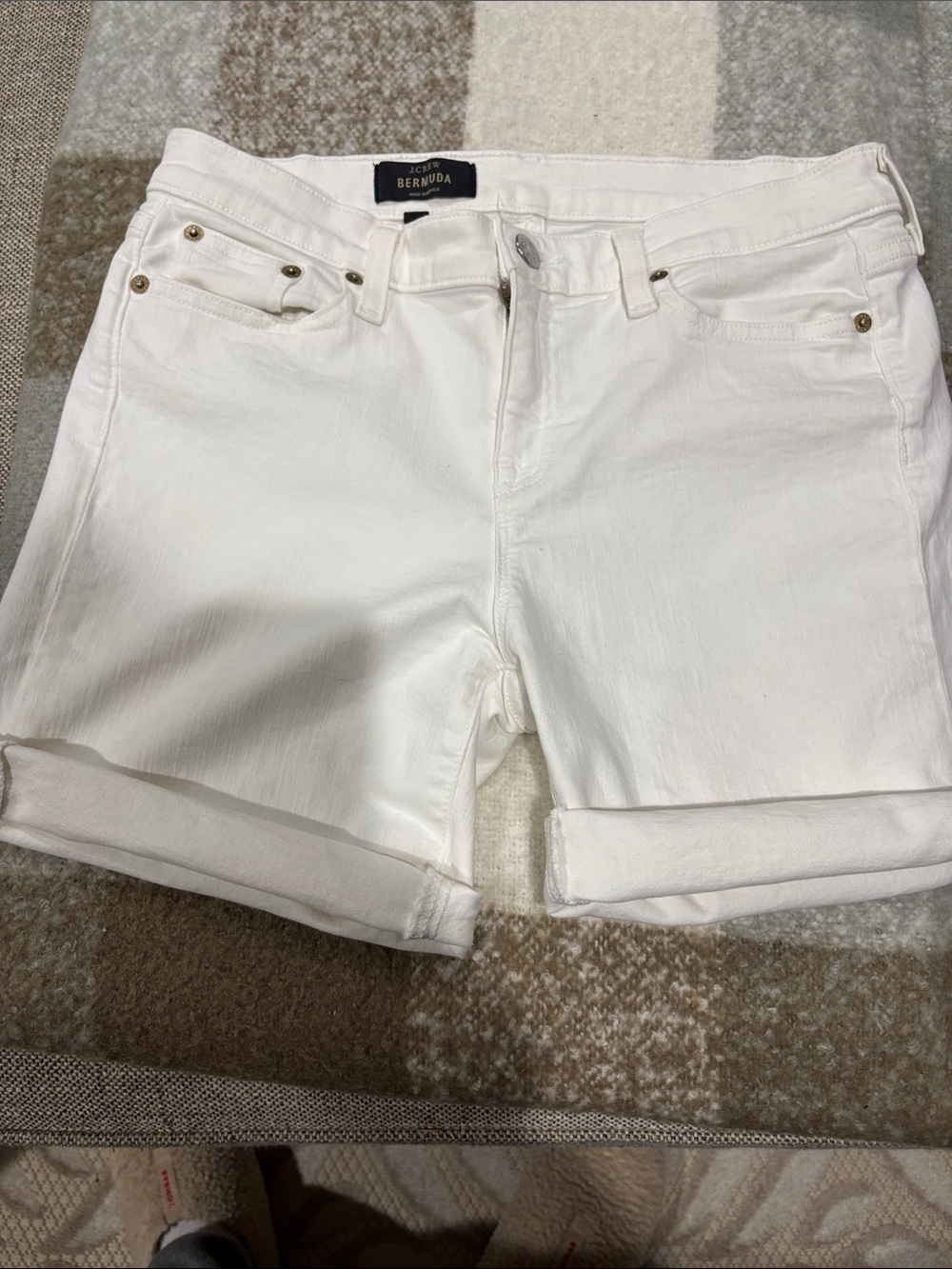 J. Crew White Rolled-Hem Bermuda Shorts
